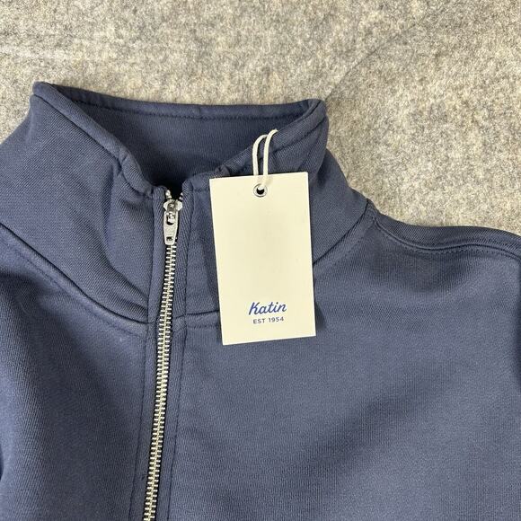 Katin Clark Fleece Half Zip Mens Small Navy Blue Pullover Cotton Outdoor Pocket - Picture 7 of 10